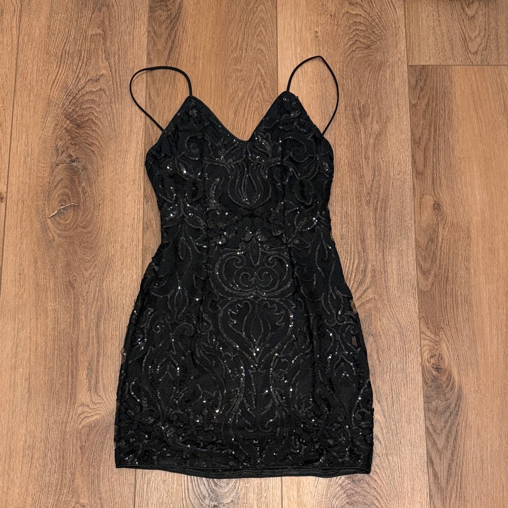 Tobi Black Sequin Mini Dress